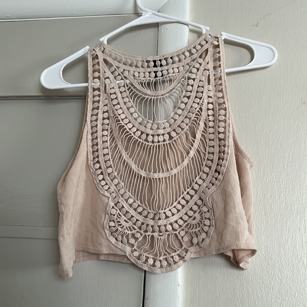 SOLD Lacy Cream Embroidered Crop Top, Forever 21, Medium